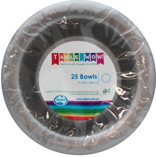Silver Reusable Plastic Bowls Pack/20