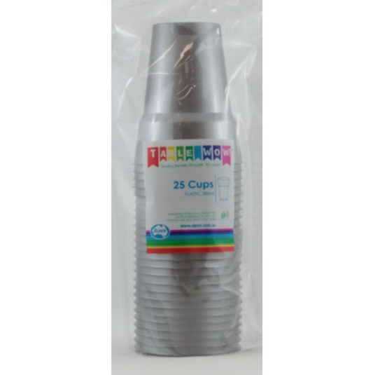 Silver Reusable Plastic Cups Pack/20