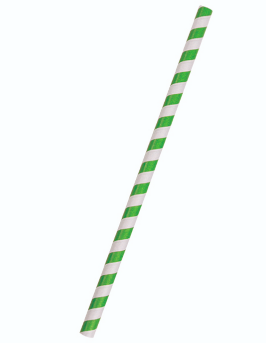 Paper Straw Jumbo Green Stripe (Carton of 2500)
