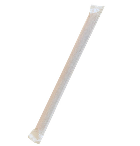 Bamboo Straw Slant Cut Bamboo Fibre Individually Wrapped (Carton of 1600)