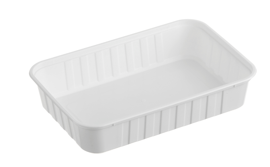 Genfac 500ml Ribbed Rectangular Container White
