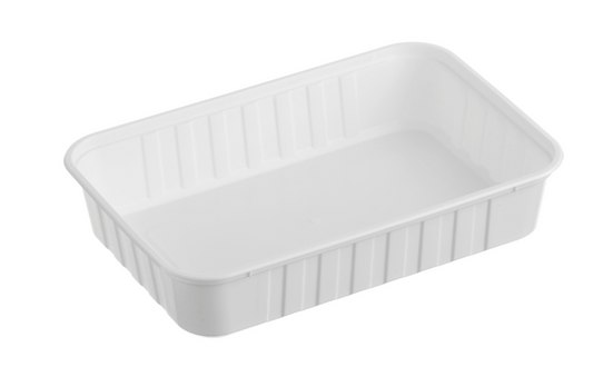 Genfac 500ml Ribbed Rectangular Container White