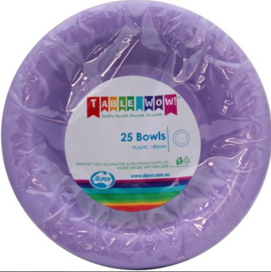 Lavender Reusable Plastic Bowl Pack/20