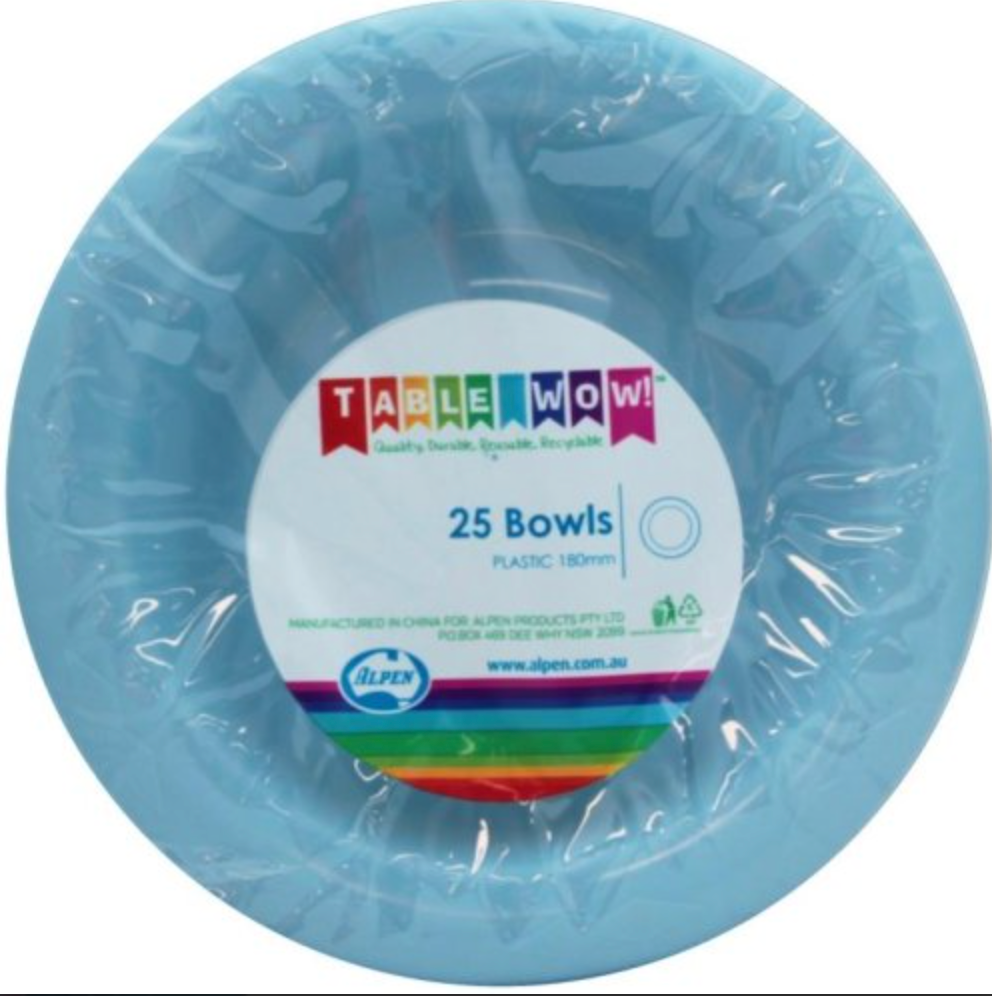 Light Blue Reusable Plastic Bowl Pack/20