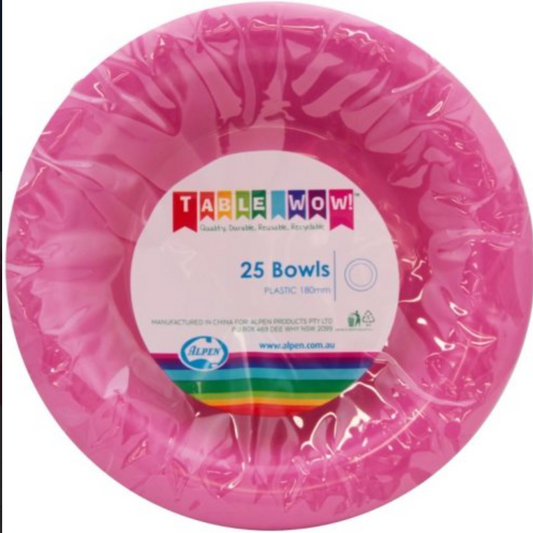 Pink Reusable Plastic Bowls Pack/20