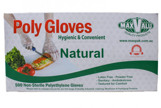 Poly Gloves Powder Free Natural Colour (Carton of 500)