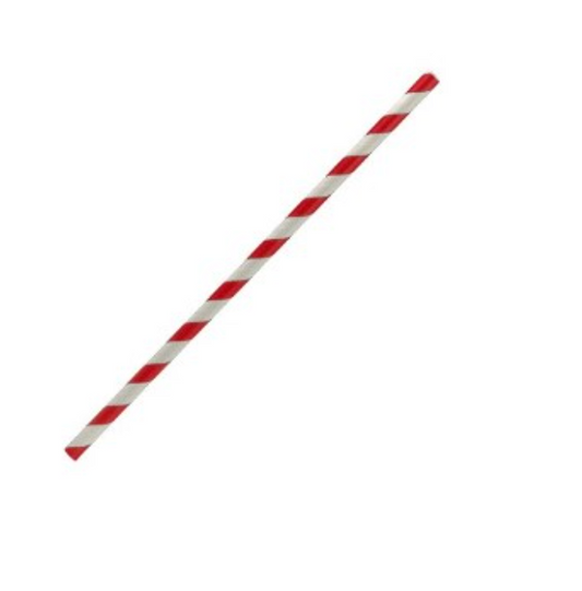 Cocktail Paper Straw Red Stripe (Carton of 2500)