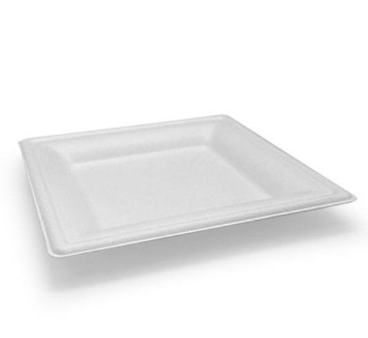 White Sugarcane Square Plate 8" (Carton 600)