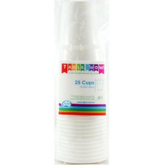 White Reusable Plastic Cups Pack/20