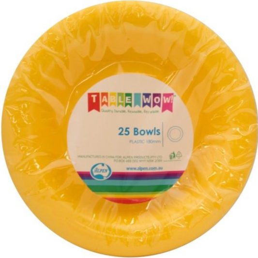 Yellow Reusable Plastic Bowl Pack/20